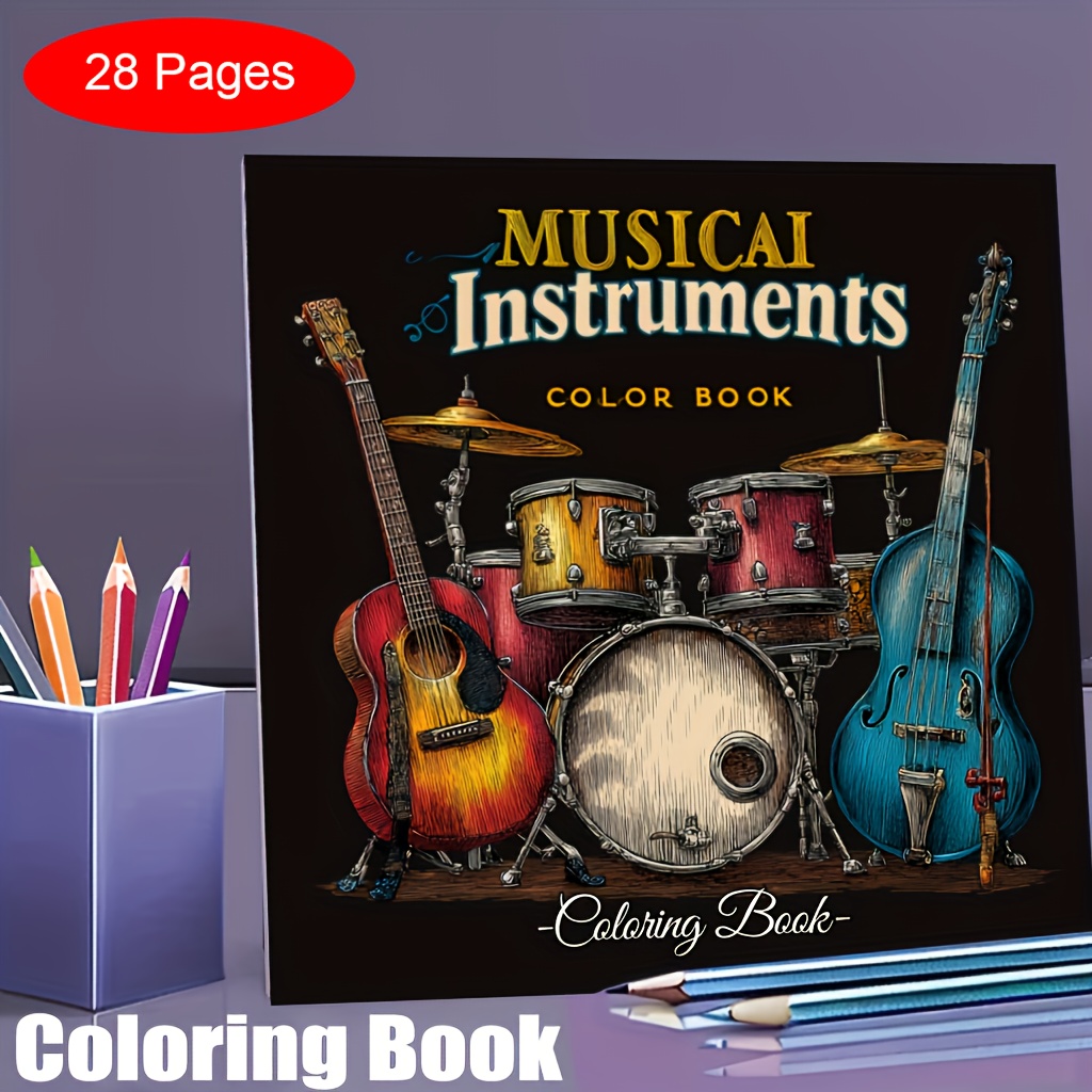 28 Pages Musical Instrument Co - Musical Instrument Coloring Pages review and price