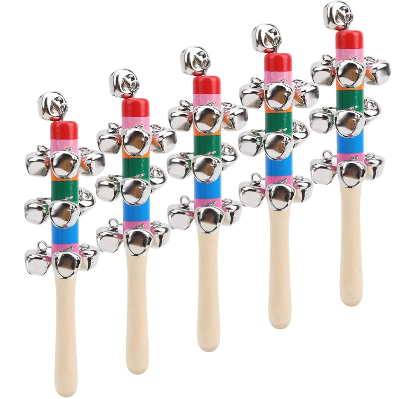 5PCS Wooden Jingle Hand Bells  - Musical Instrument Harmonium review and price