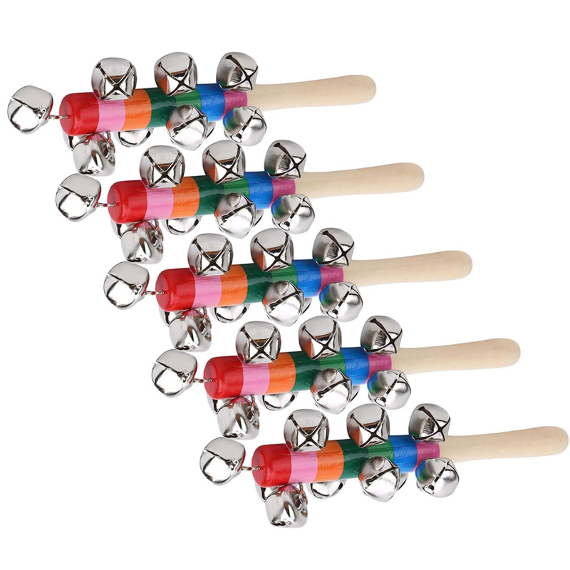 5PCS Wooden Jingle Hand Bells  - Musical Instrument Harmonium review and price
