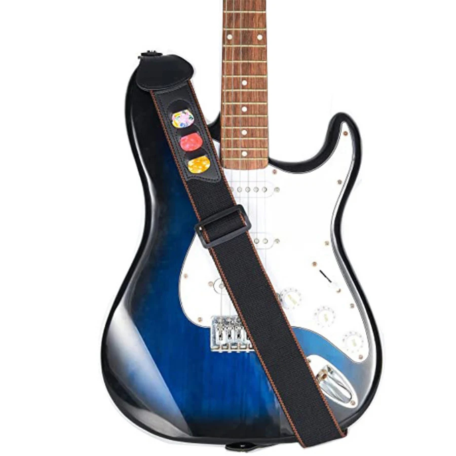 7Pcs/Set Guitar Strap Black PU - Musical Instrument Bass review and price