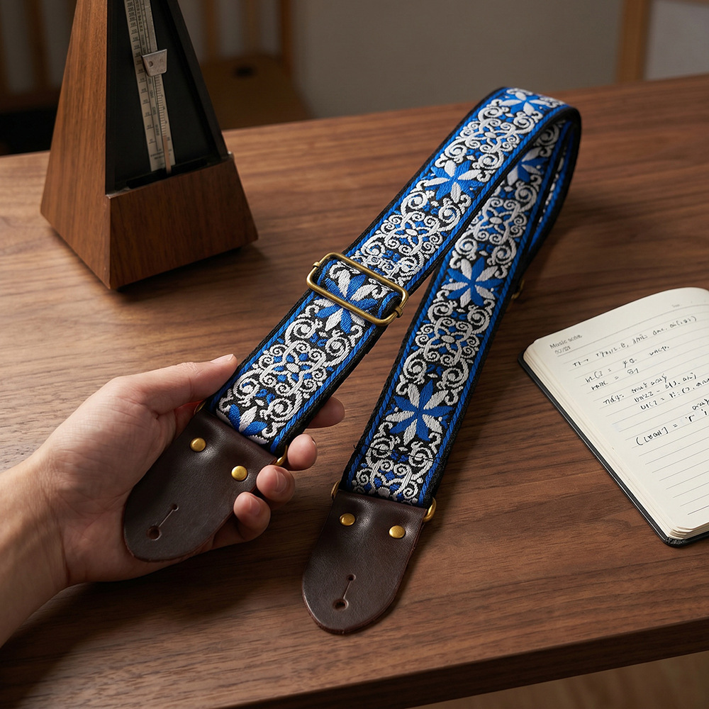 Embroidered Print Guitar Strap - Musical Instrument Bass review and price